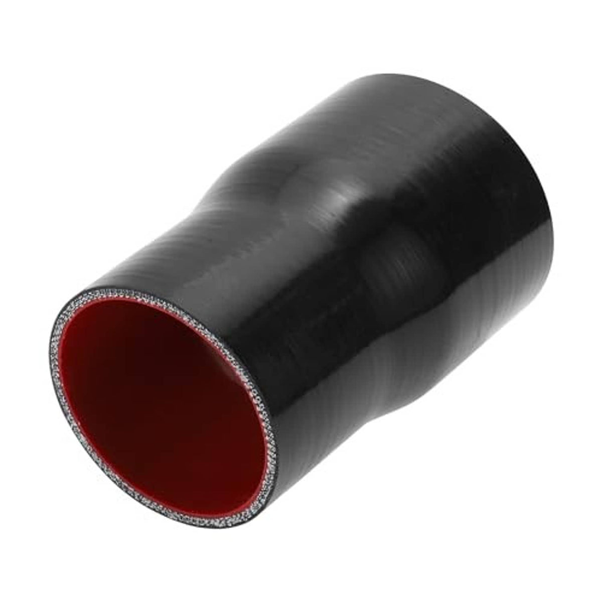 Straight silicone reducer hose end cap, black exterior with red inner lining
