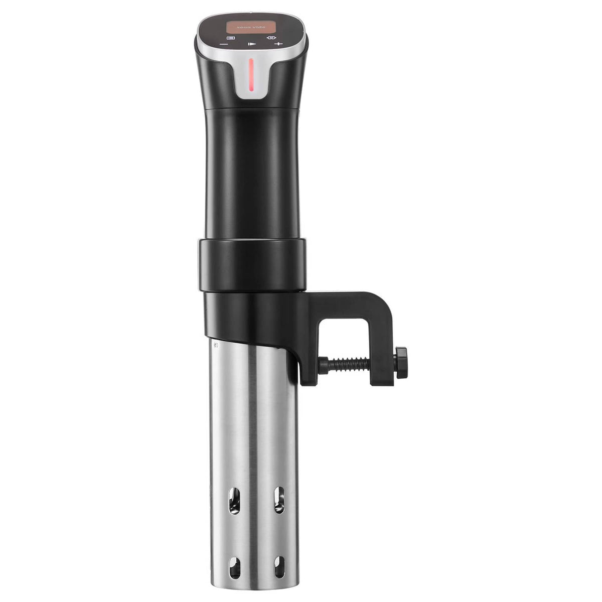 Sous vide precision cooker with clamp mount, black top and stainless steel body