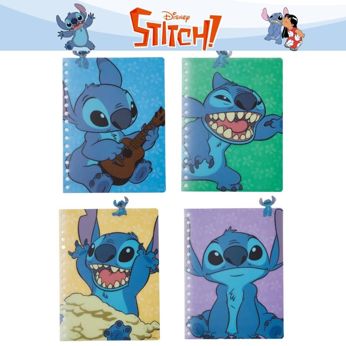 Lilo & Stitch tabbed journal covers set with four character designs
