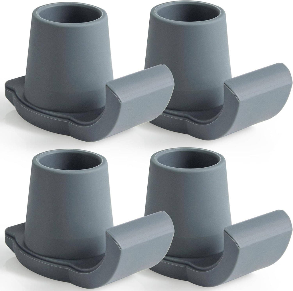 Set of four gray folding walker ski glides with low-profile curved base