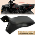 Black smooth complete seat cover for Polaris ATV, contoured seat shape.