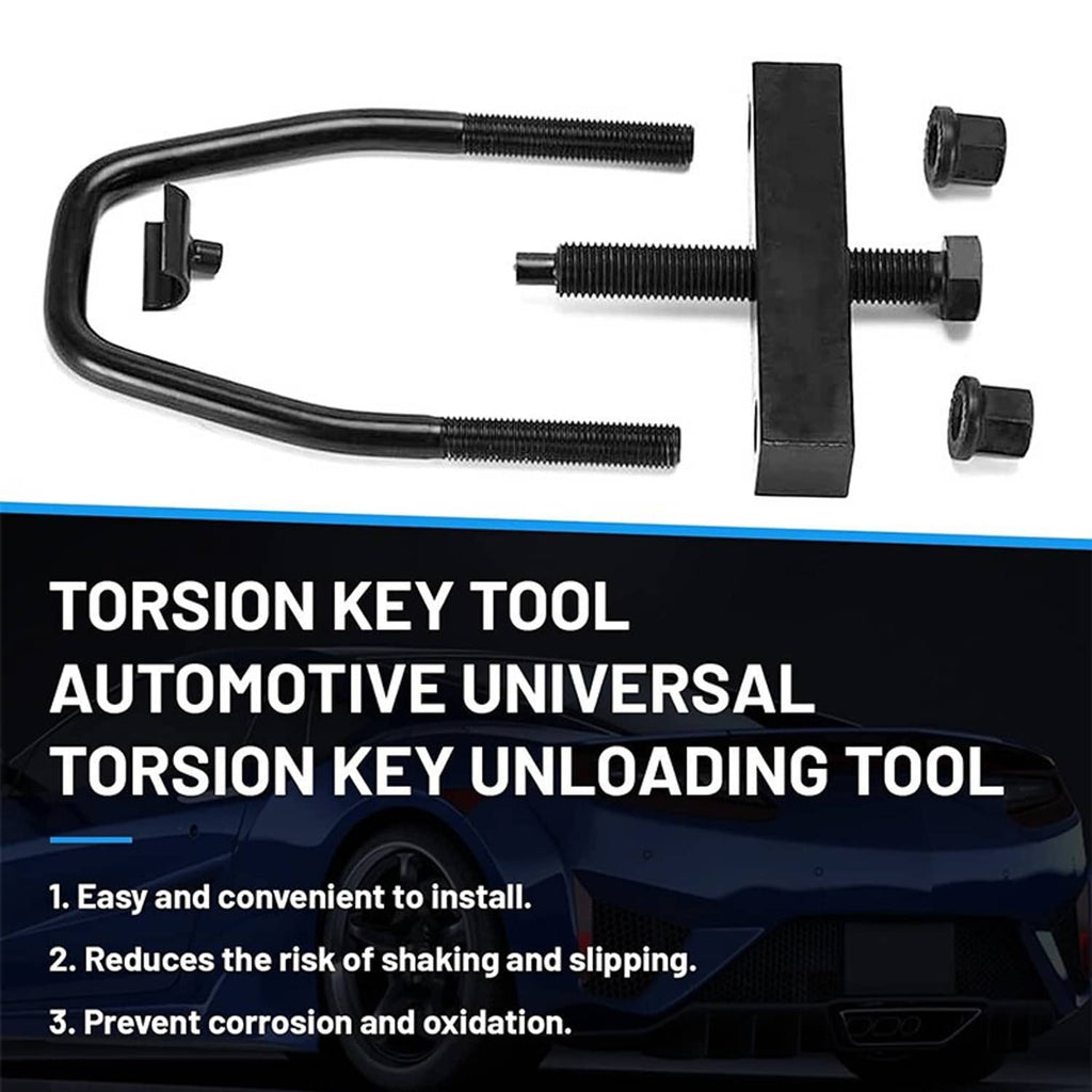 Black universal torsion key tool kit with U-bar frame and separate hardware