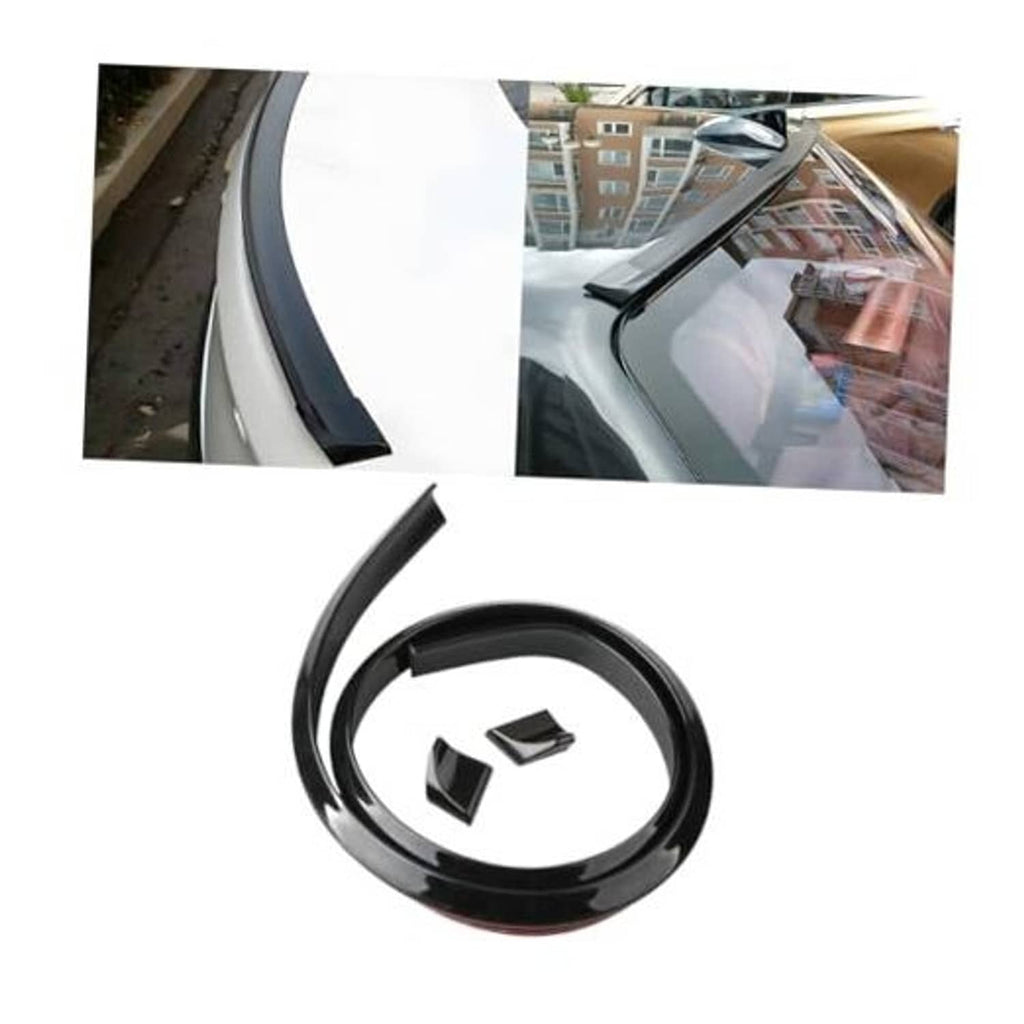 Bright black car roof lip spoiler kit, curved rubber strip with two small pieces
