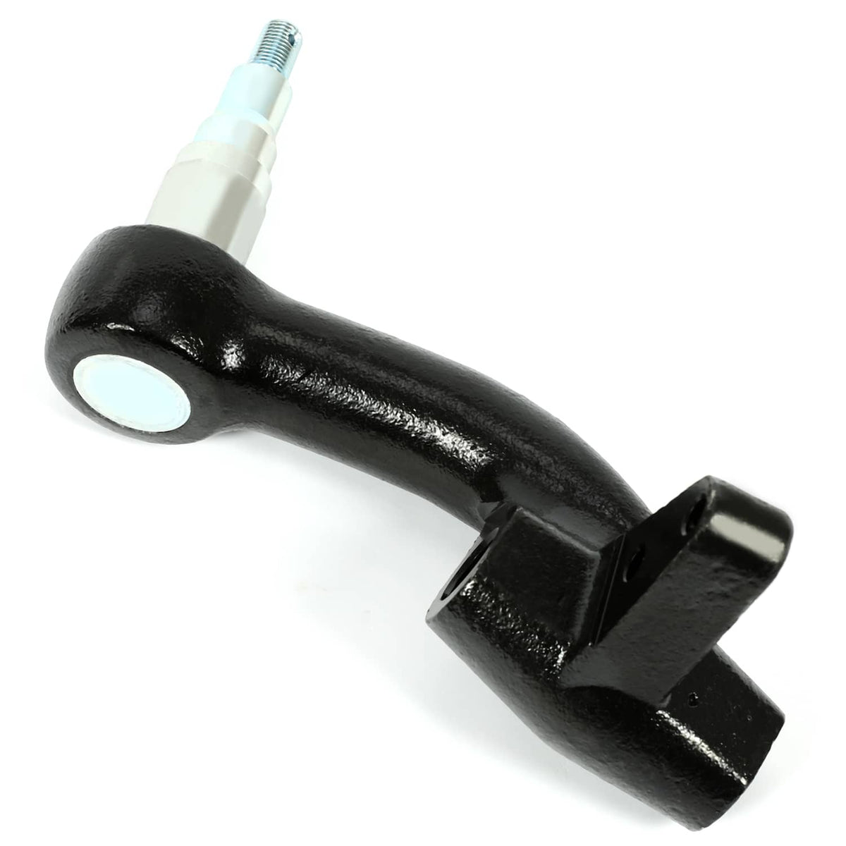 Black powder-coated lift spindle with threaded stud and mounting bushing