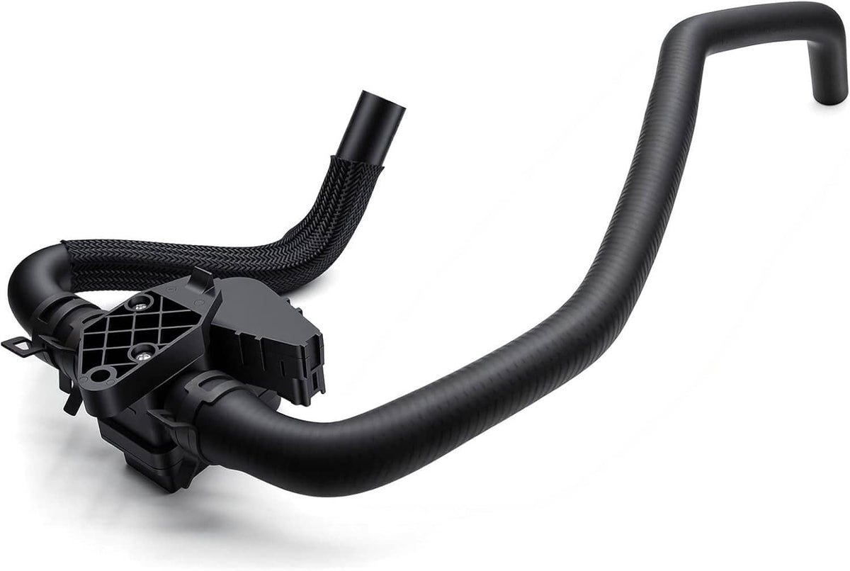 HVAC heater hose control valve assembly with black hoses and mounting bracket