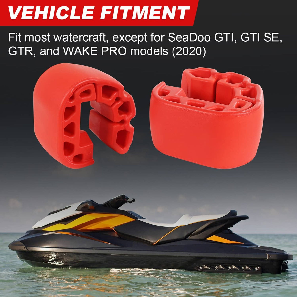 Orange anti-crash bumper fender pieces mounted on a black watercraft side