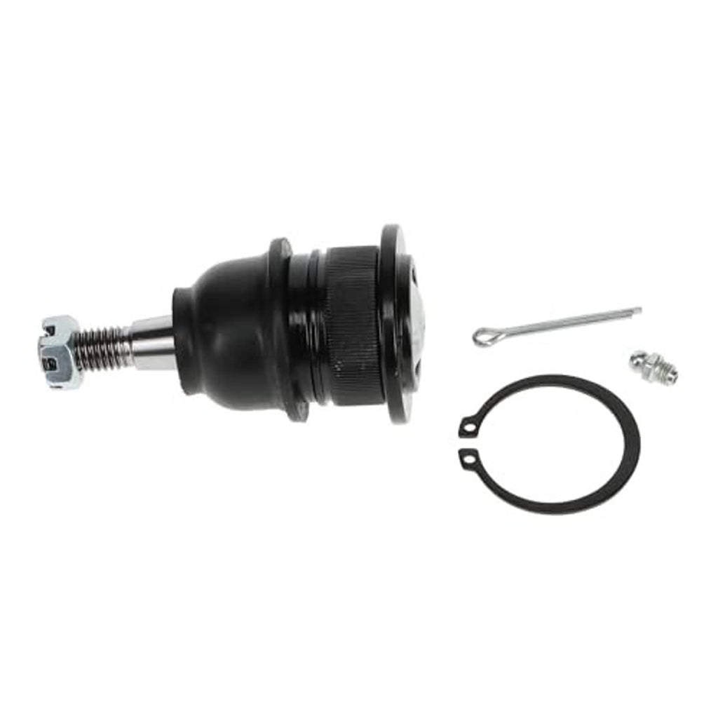 Front upper suspension ball joint assembly with retaining ring, cotter pin, and screws