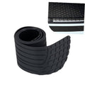 Black flexible car rear bumper protector strip, rolled with raised diamond tread texture
