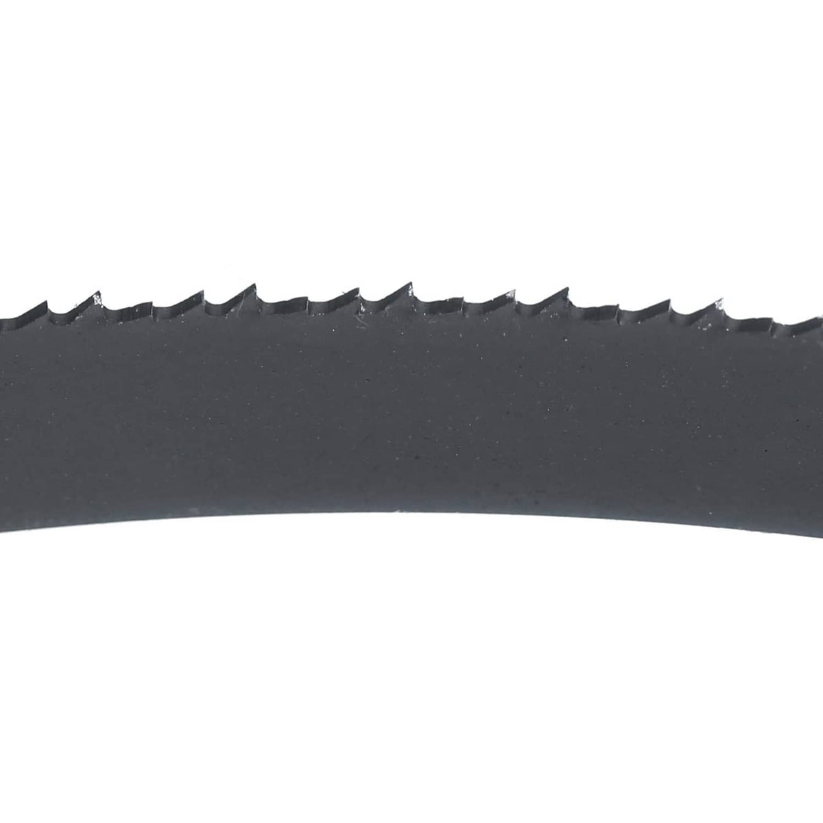 Close-up of bi-metal band saw blade teeth along the cutting edge