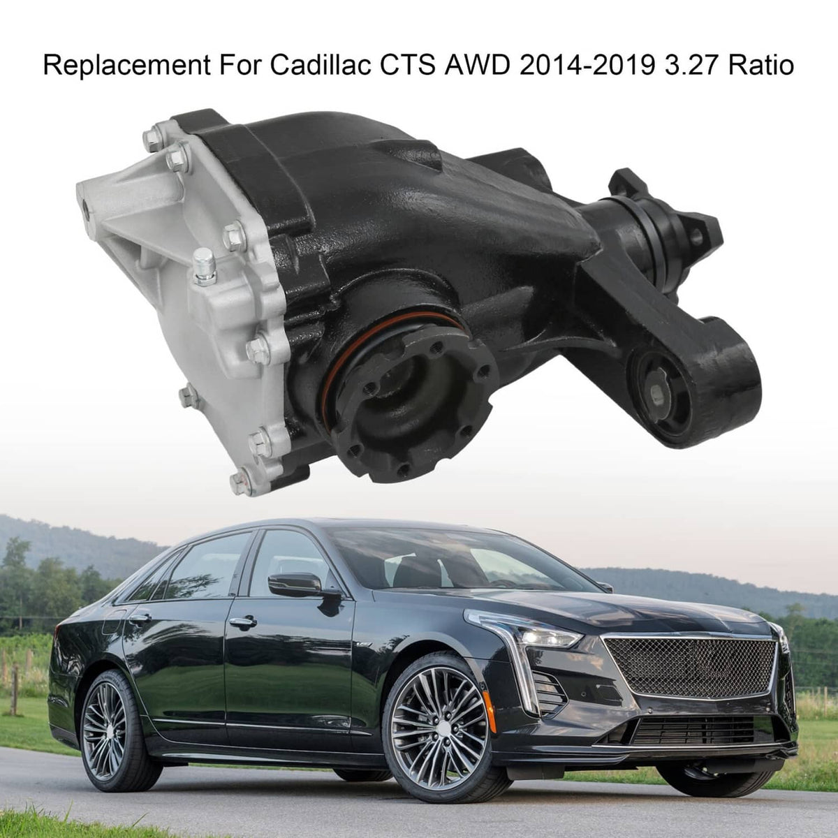 Rear differential carrier assembly with black cover and silver end housing case