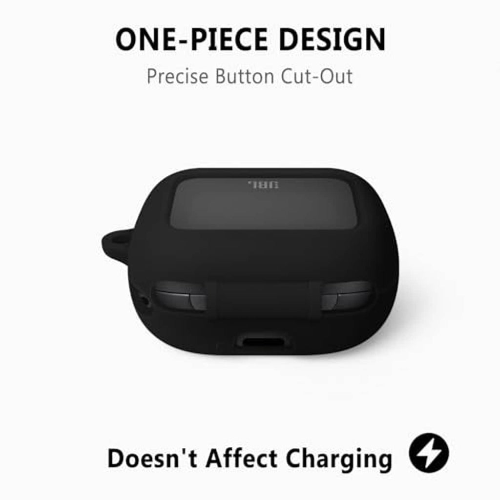 Black one-piece silicone case with precise button cutouts and charging port access.
