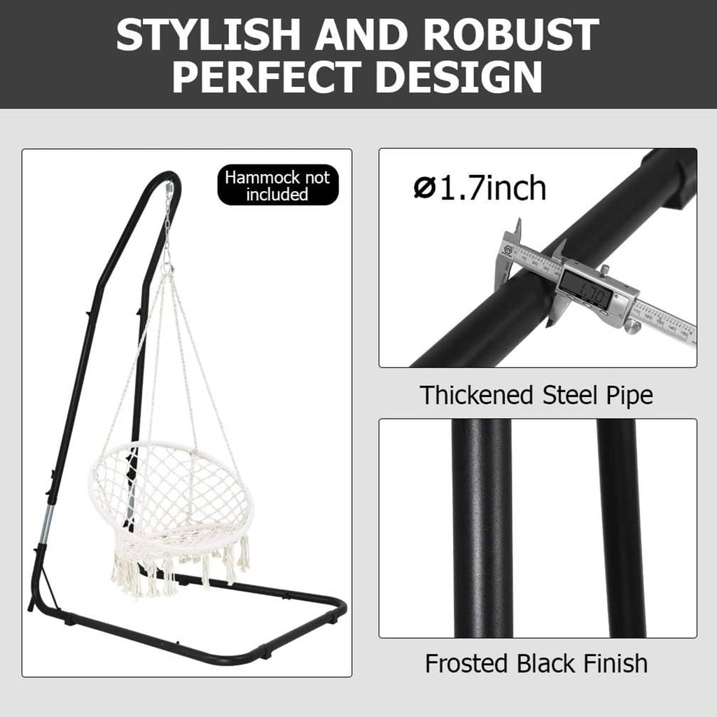 Frosted black hammock chair stand made of thickened steel pipe