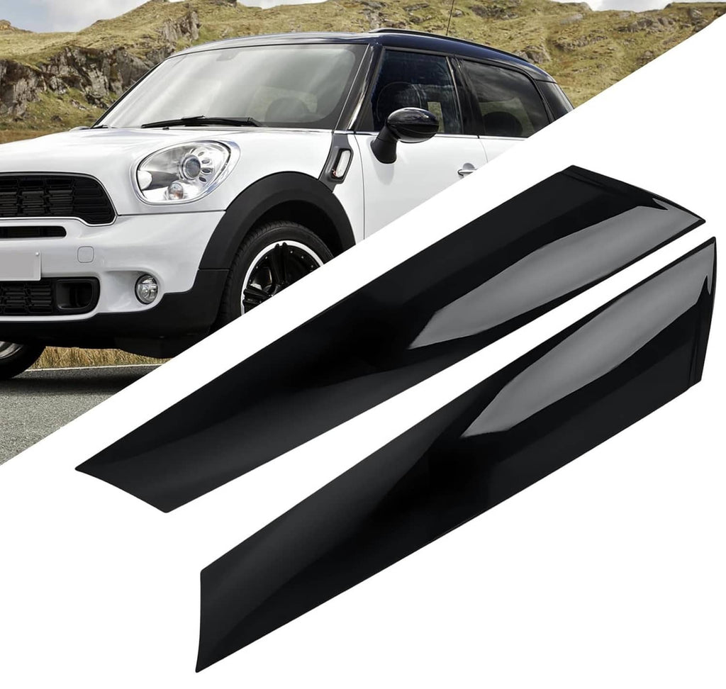 Black A-pillar windshield trim posts, right and left side set with mounting screws