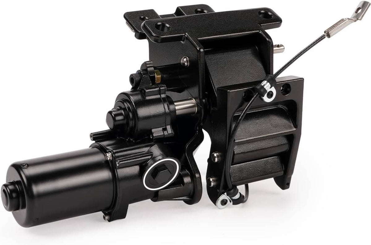 Left running board motor actuator with bracket and linkage, black