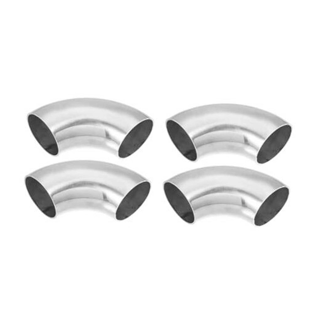 Stainless steel 90-degree exhaust elbow bend pipe, 4-pack, silver curved fittings