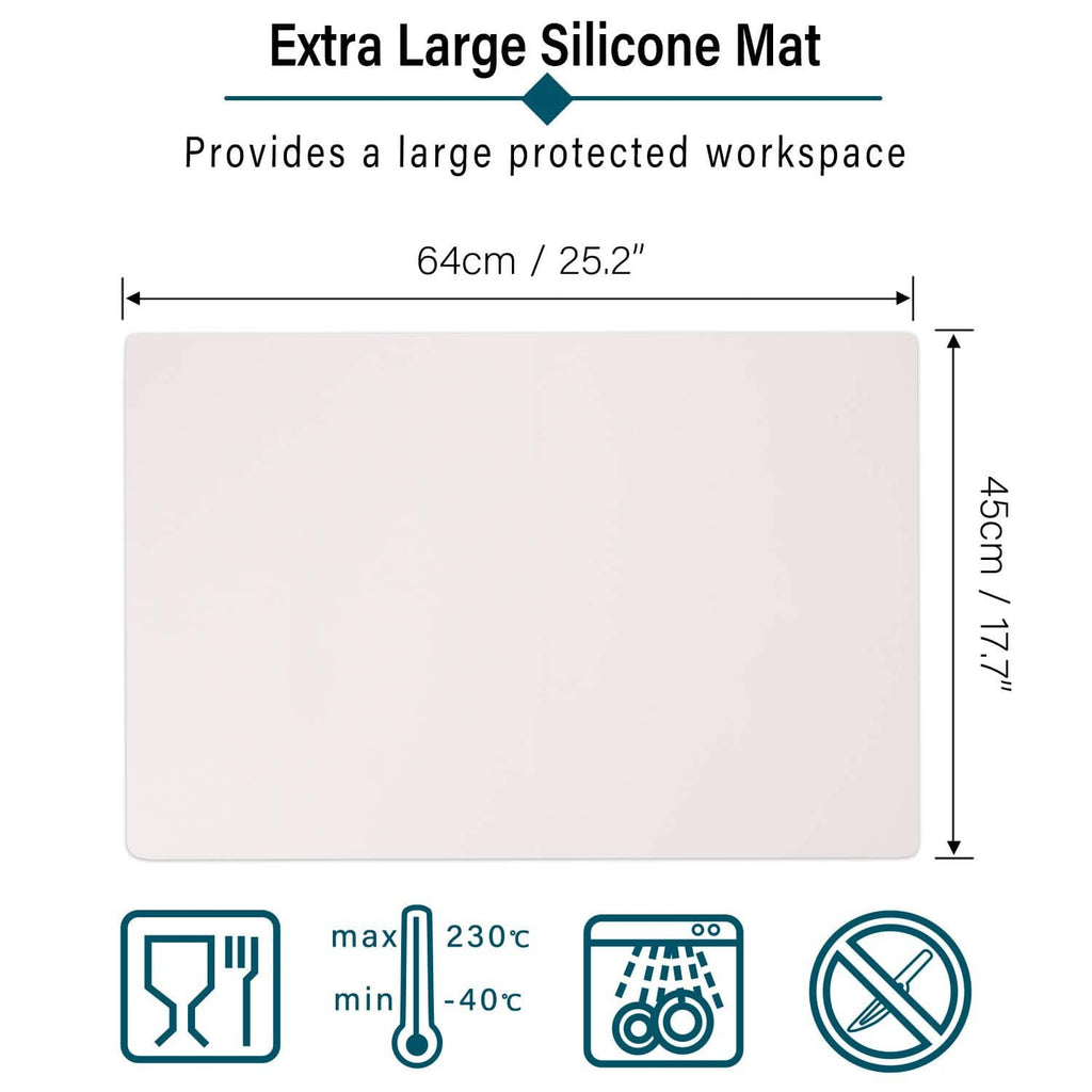 Extra large silicone mat, rectangular pale light pink work surface