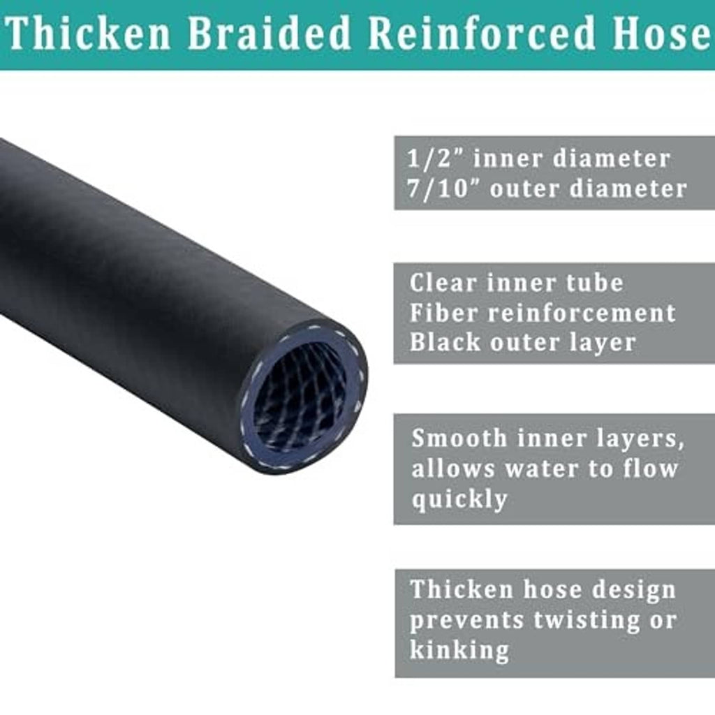 Thick braided reinforced black hose with clear inner tube and fiber reinforcement