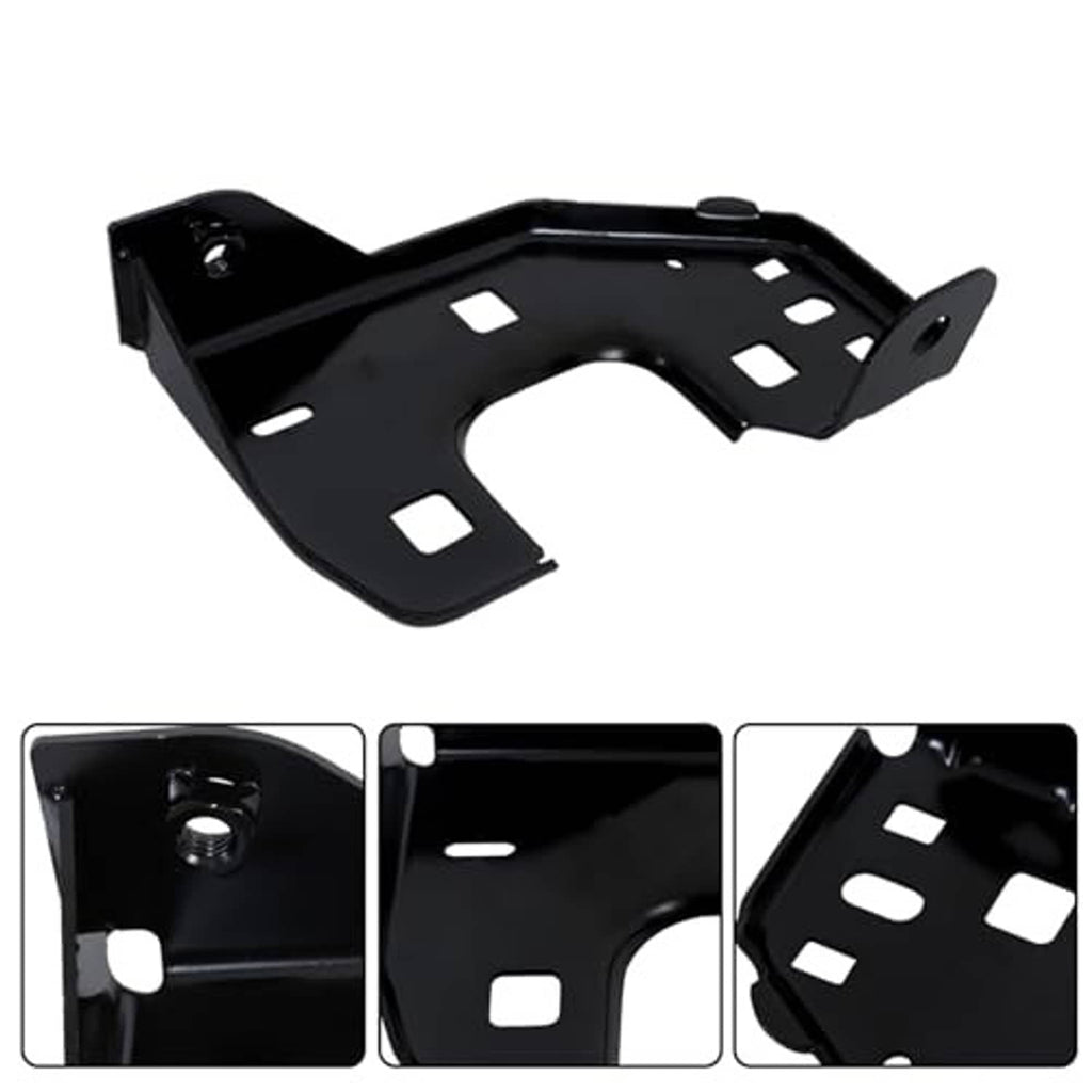 Black front bumper bracket retainer with curved center opening and mounting hole cutouts