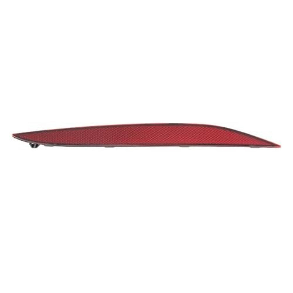 Red reflective bumper strip lens, flat top view with textured reflector surface