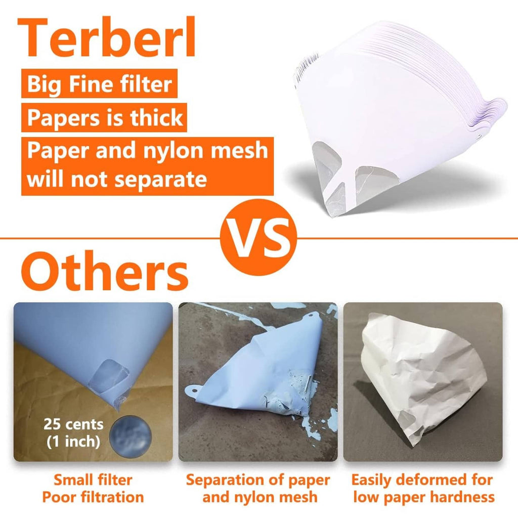 White paint cone strainer filters with attached disposable paper base