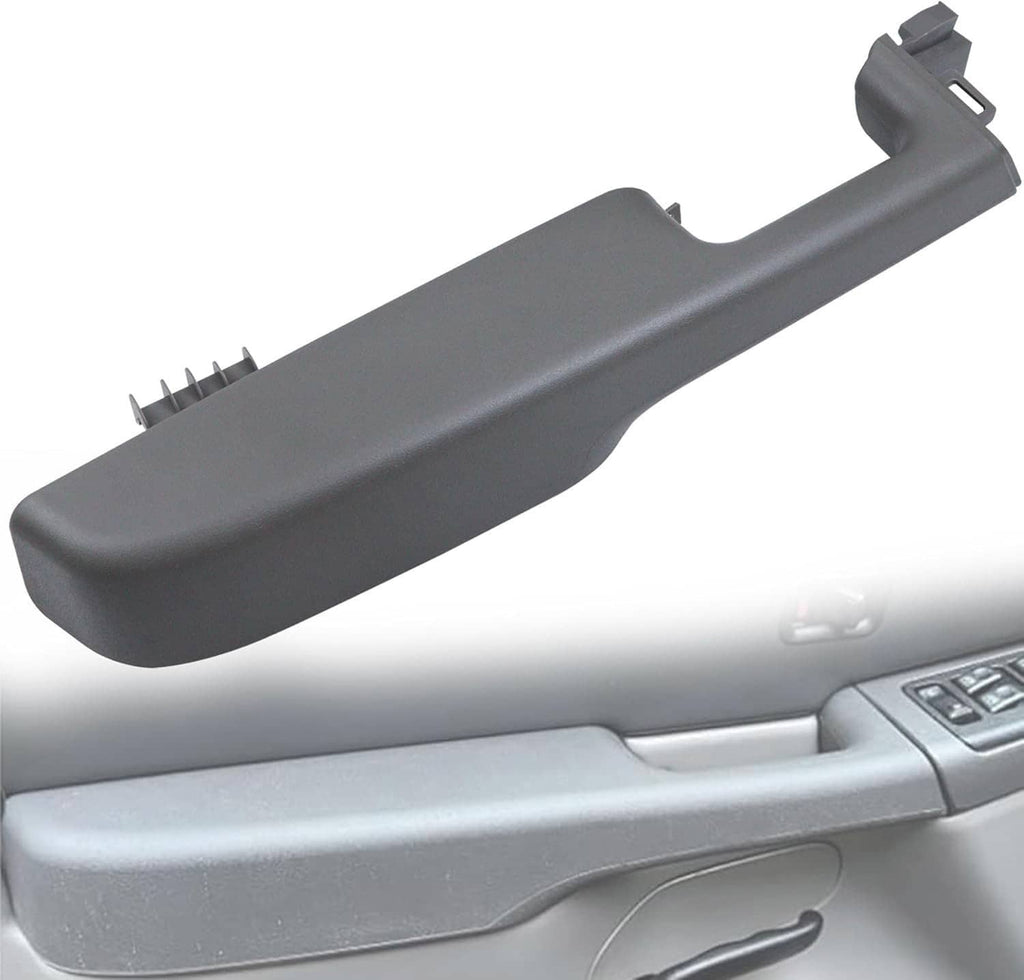 Front driver-side door armrest handle, dark gray plastic, with mounting clip tab