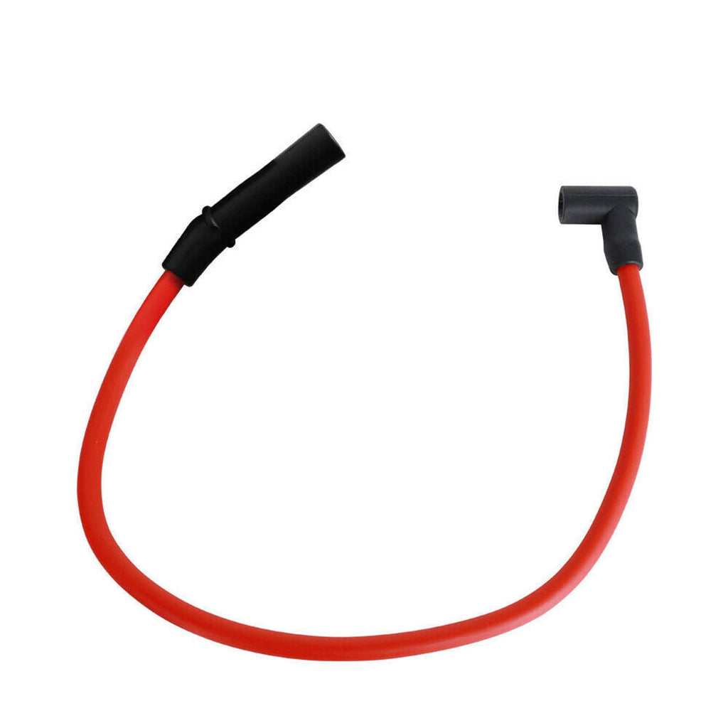 Red spark plug wire loop with black boot ends