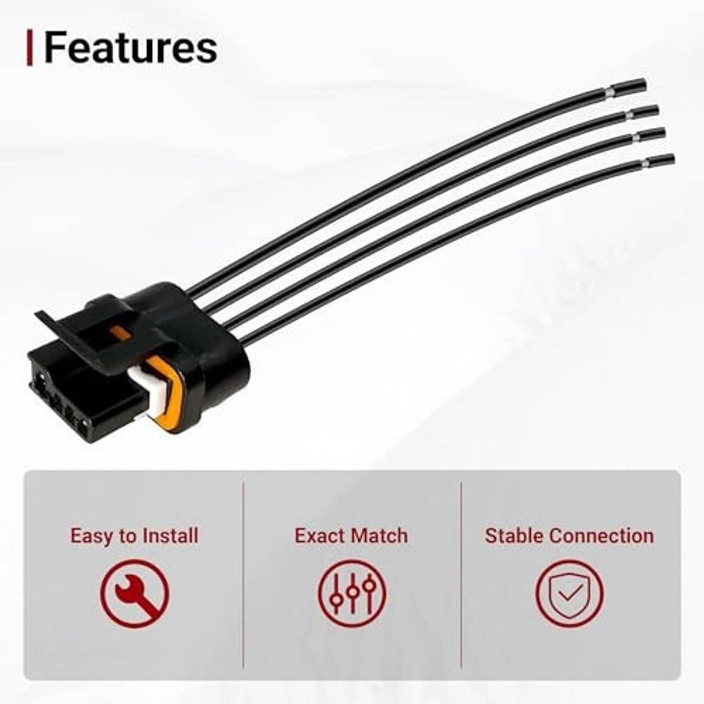 Wiring harness connector pigtail with black housing and bundled black leads