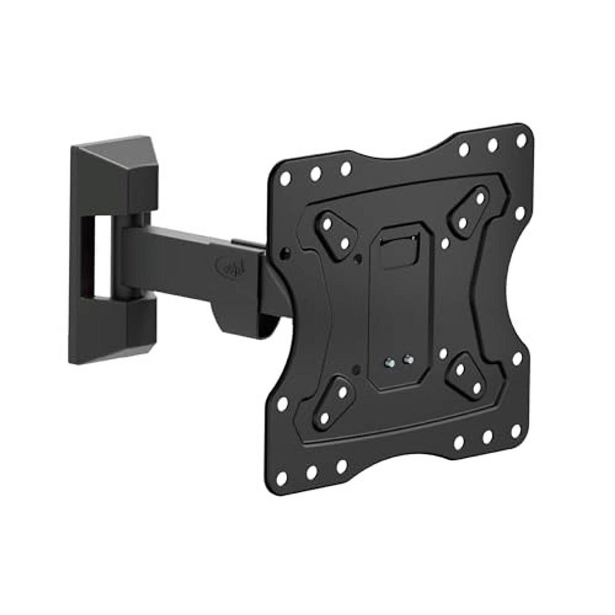 Black TV wall mount bracket with articulated arm and square mounting plate