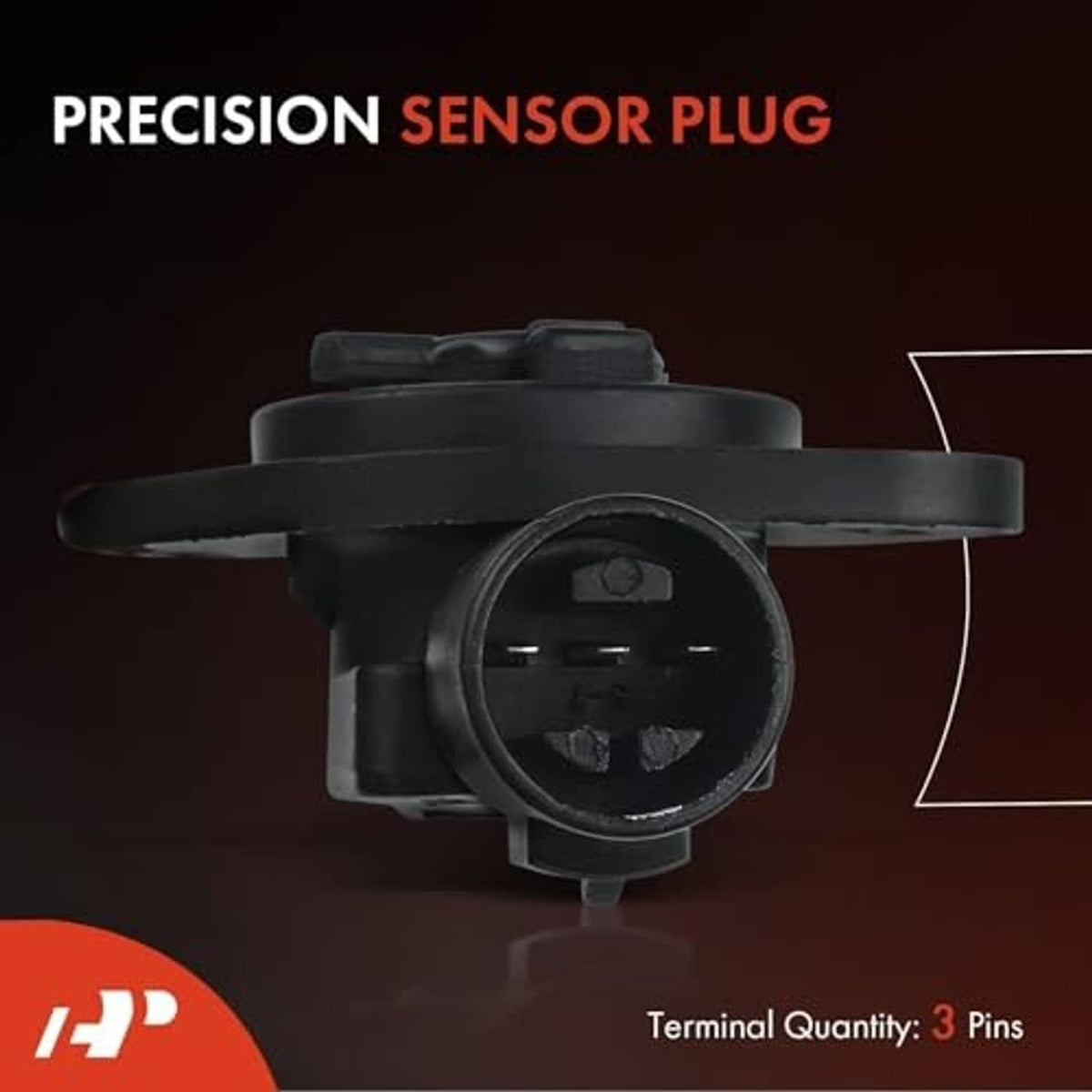 Throttle position sensor plug connector with circular terminal opening, black housing