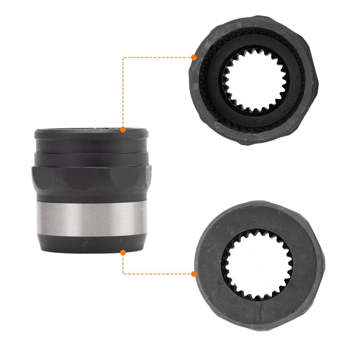 Front differential drive shaft couplers kit: rubber housing with splined gear insert
