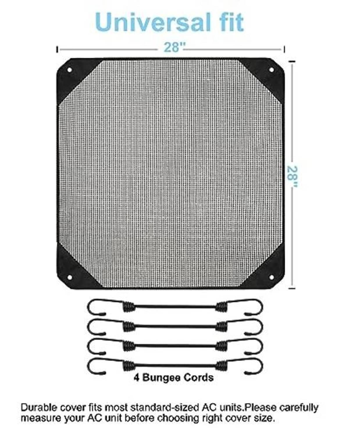 Air conditioner cover with octagon shape, black corners, and 28 in fit