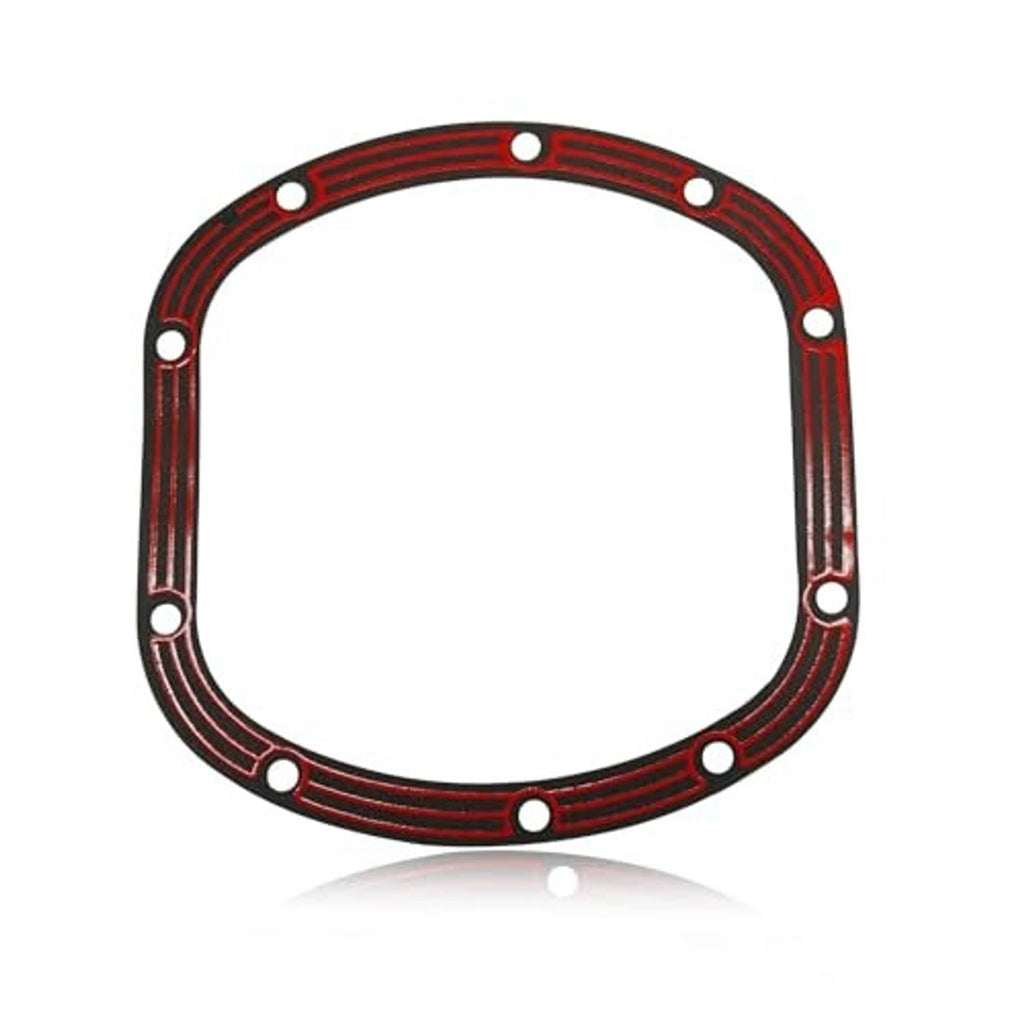 Differential cover gasket ring, red seal with black stripes and evenly spaced bolt holes