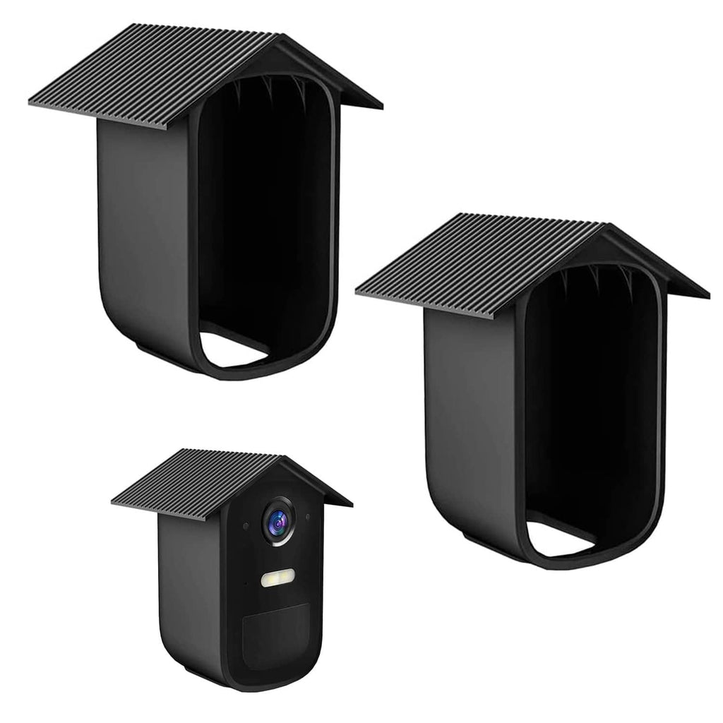 Black silicone camera protective covers for Eufy 2C, 2-pack with cutouts