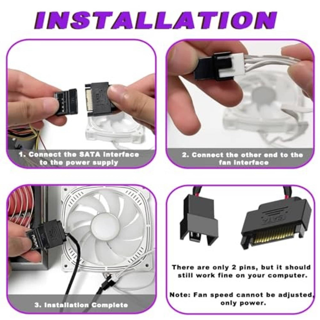 15-pin SATA adapter cable with black plug and braided leads for PC fan interface