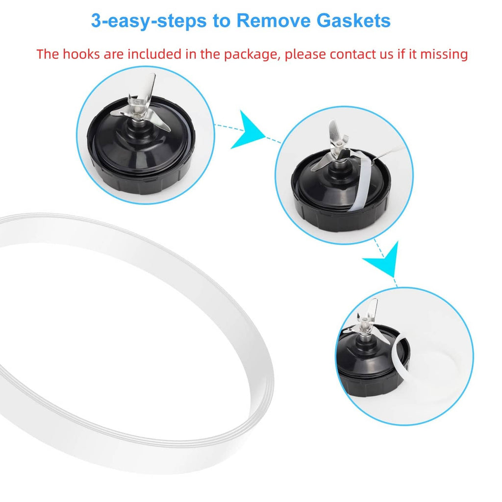 White rubber gasket ring removal steps with included hooks
