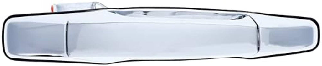 Front passenger side exterior door handle, chrome lever with centered seam