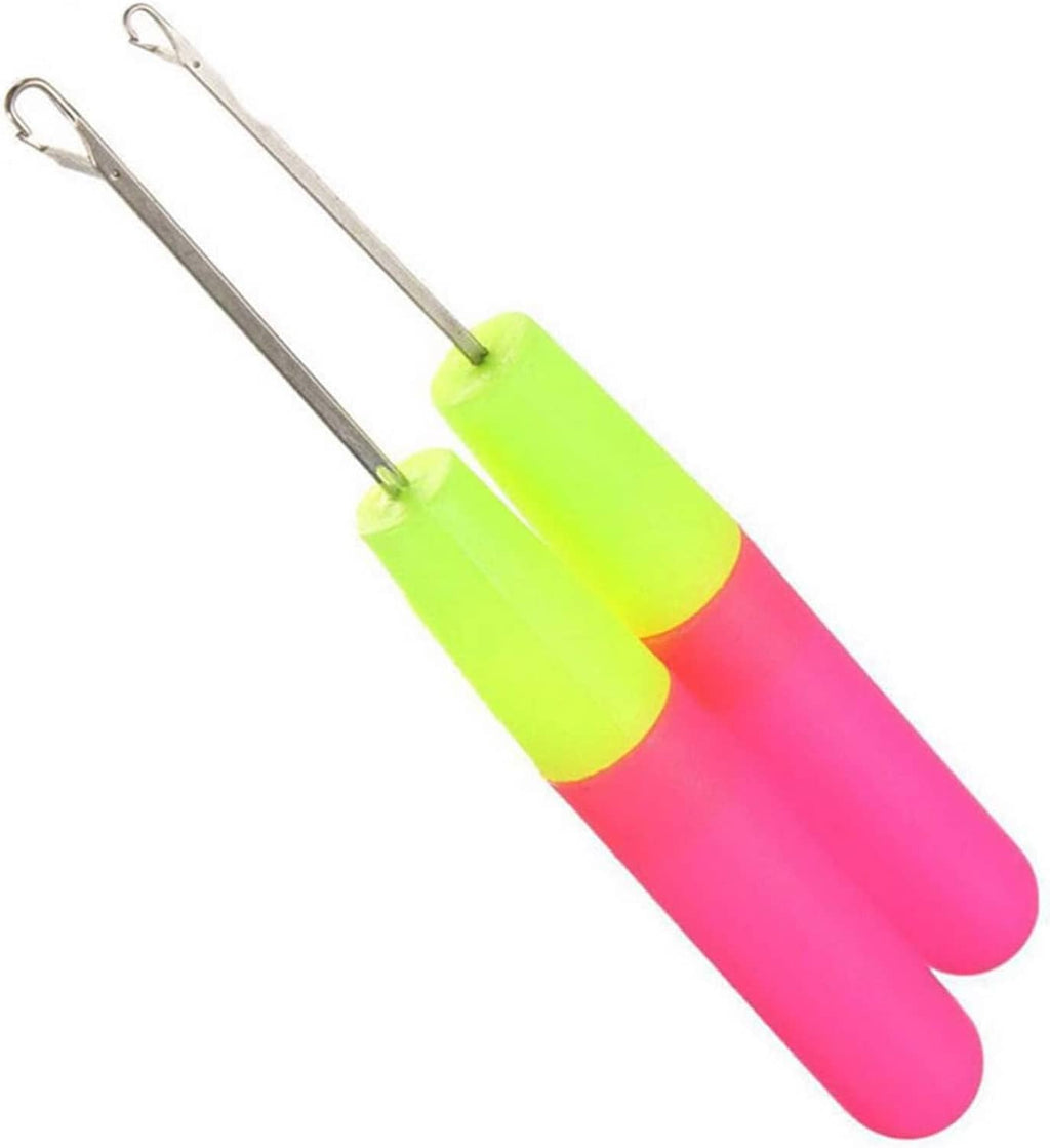 Latch hook crochet needles, two-pack with neon green and pink plastic handles