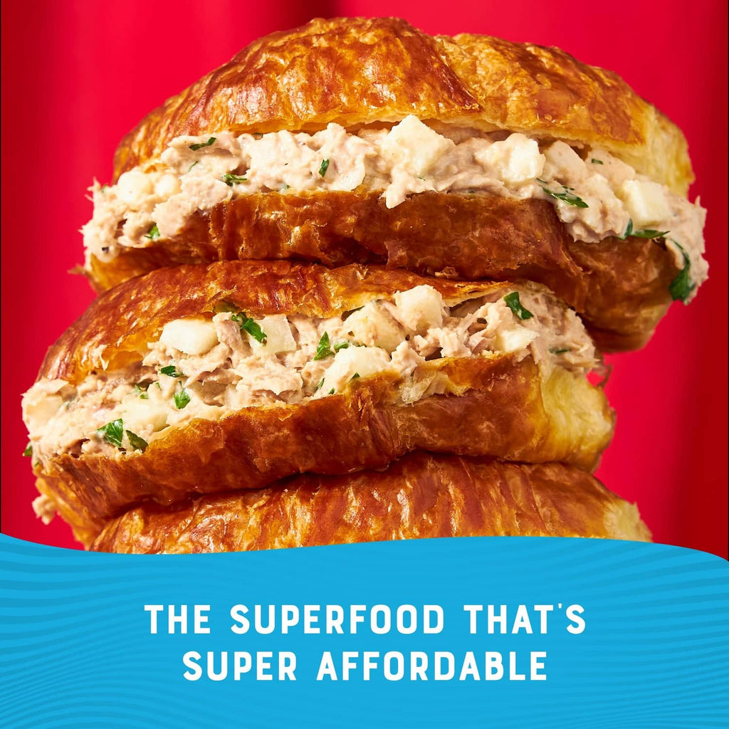 Chunk white albacore tuna sandwich croissants stacked