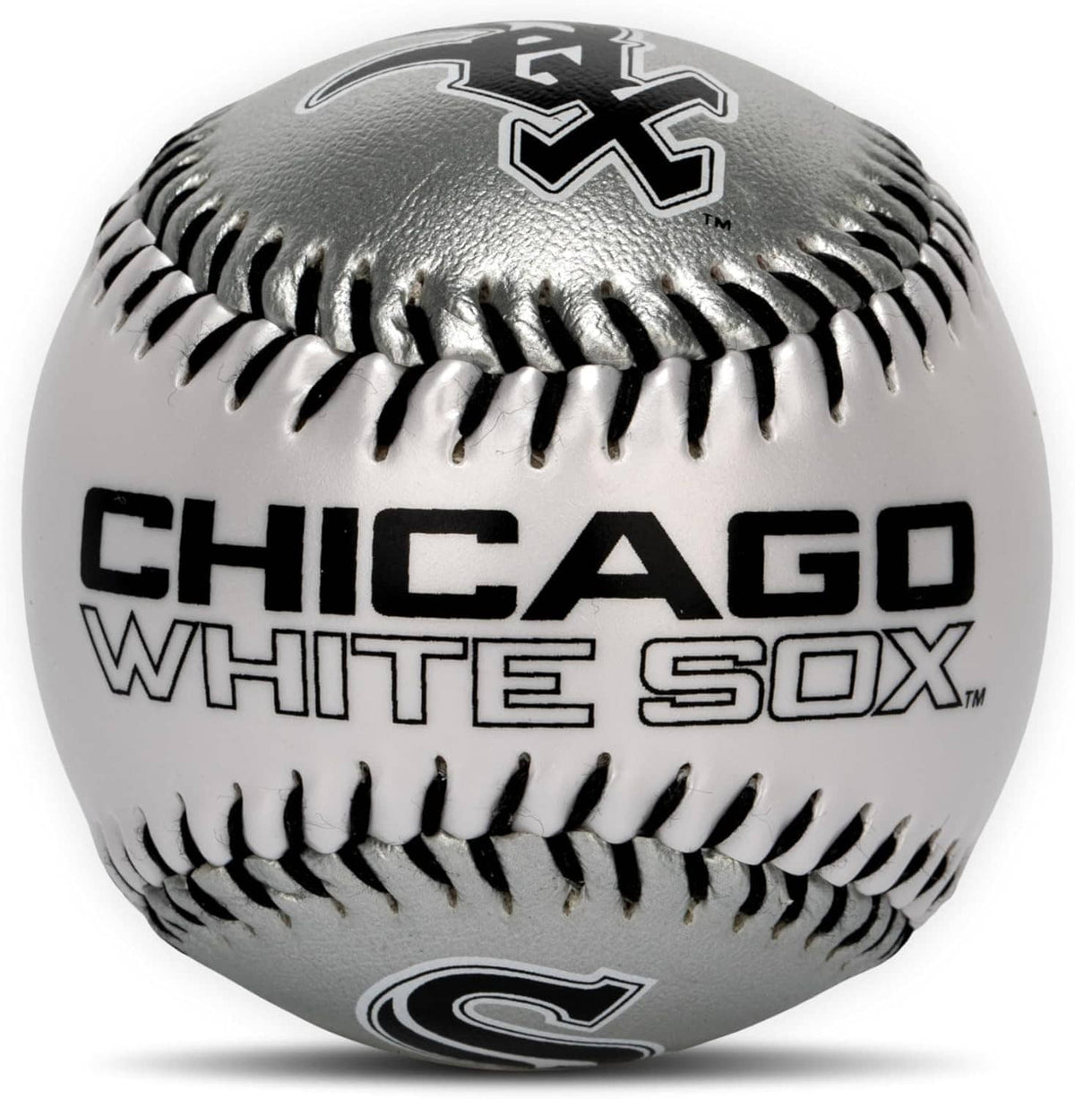 Gray baseball close-up with CHICAGO WHITE SOX wordmark and team emblem