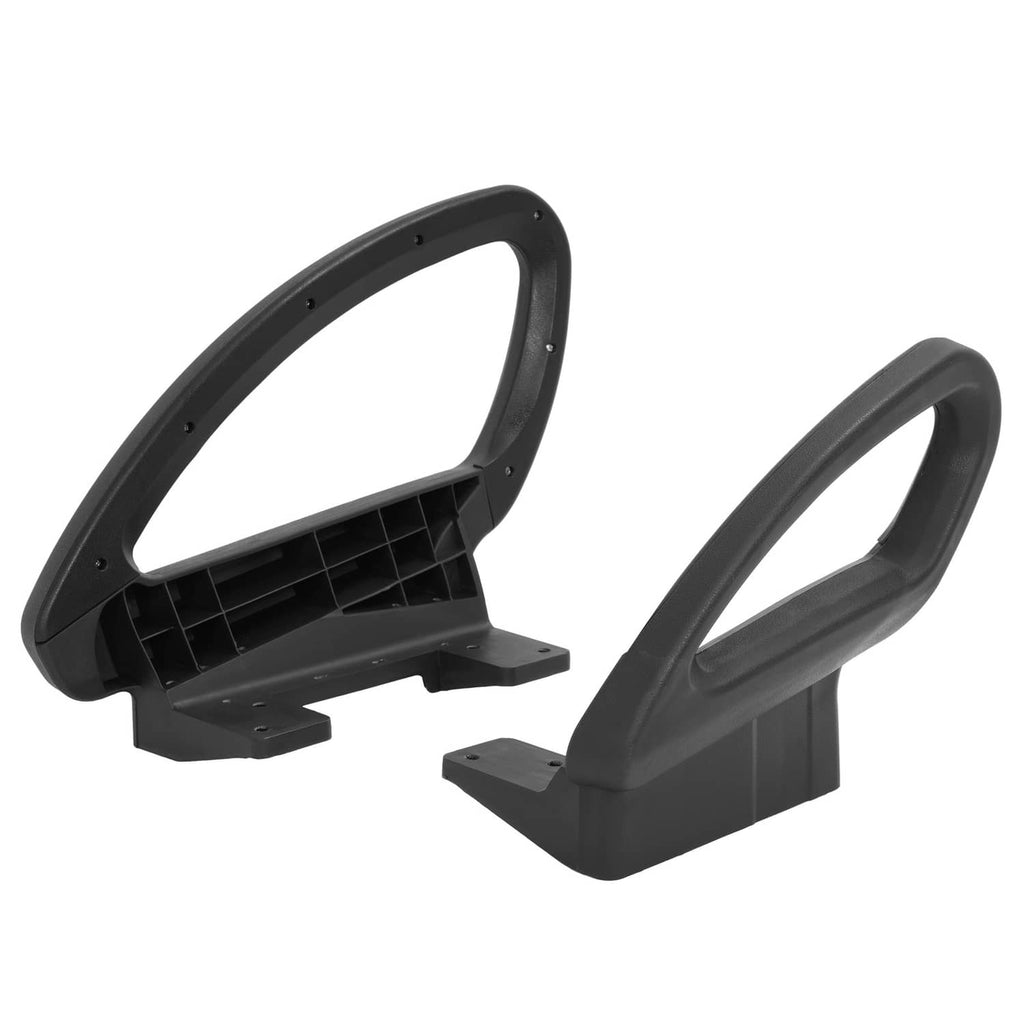 Black hip restraint handles showing inner structure and mounting base, pair