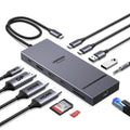 UGREEN grey USB-C docking station with multiple display outputs and USB ports