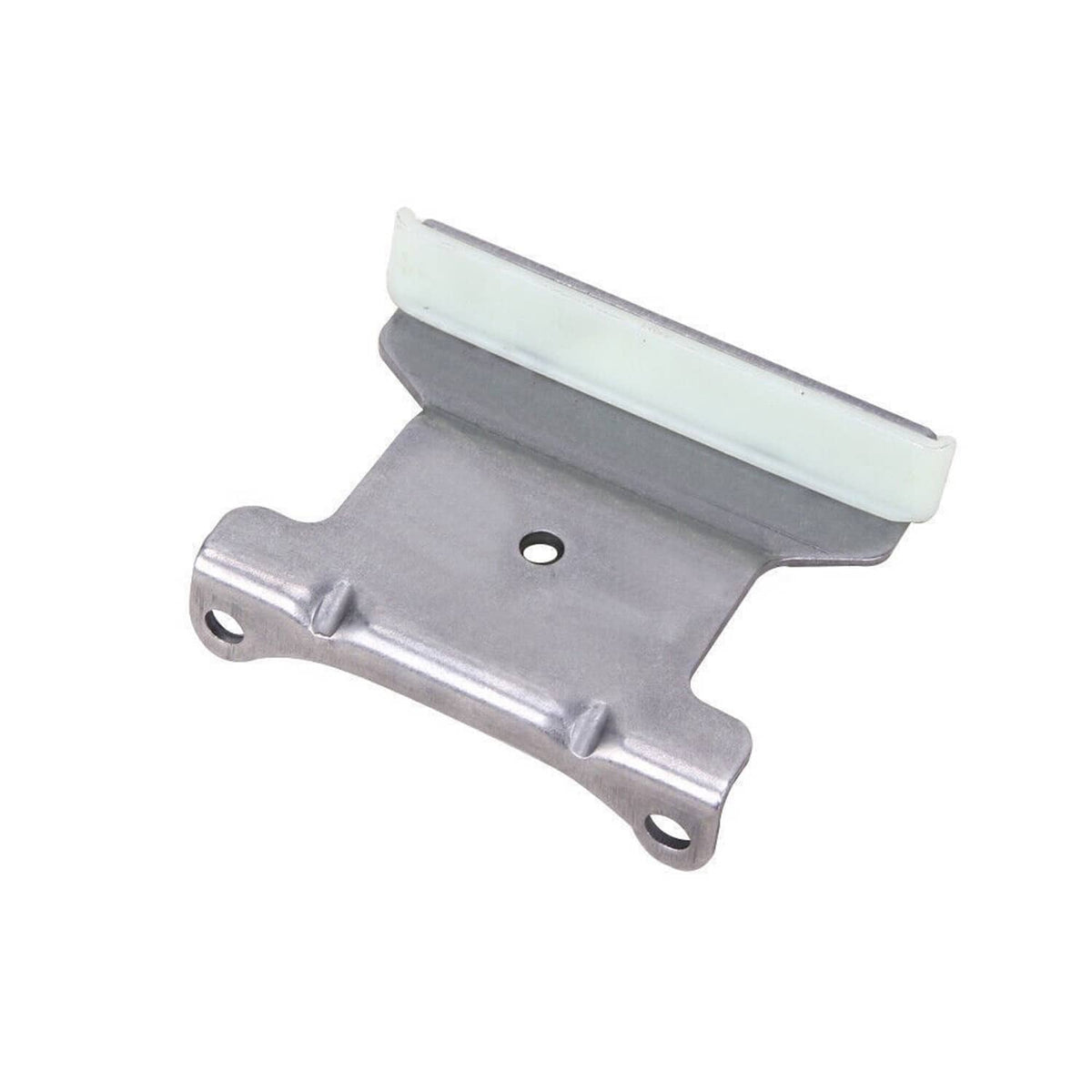 Timing chain kit silver guide bracket with white plastic strip and mounting holes