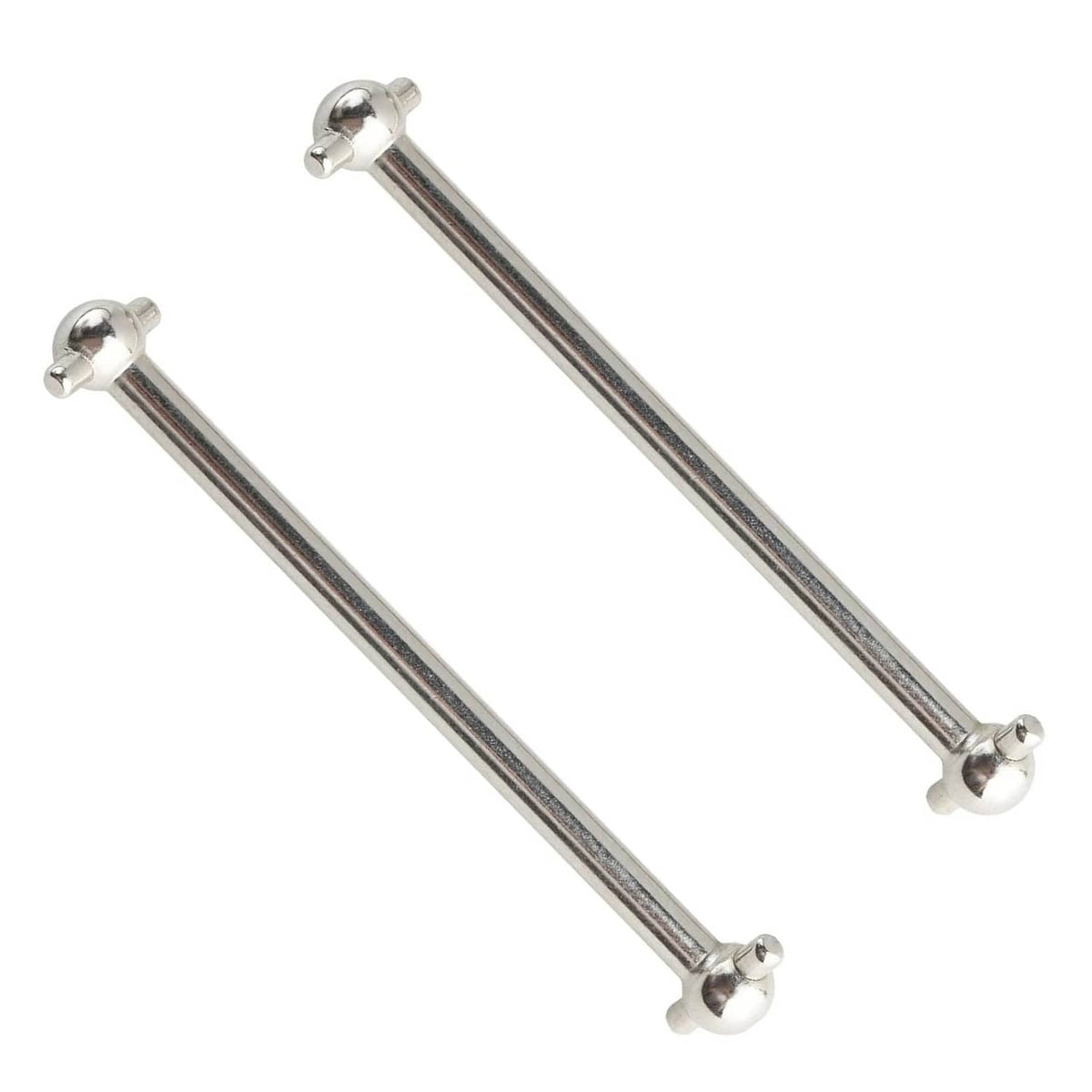 Pair of silver metal drive shaft links with end ball caps