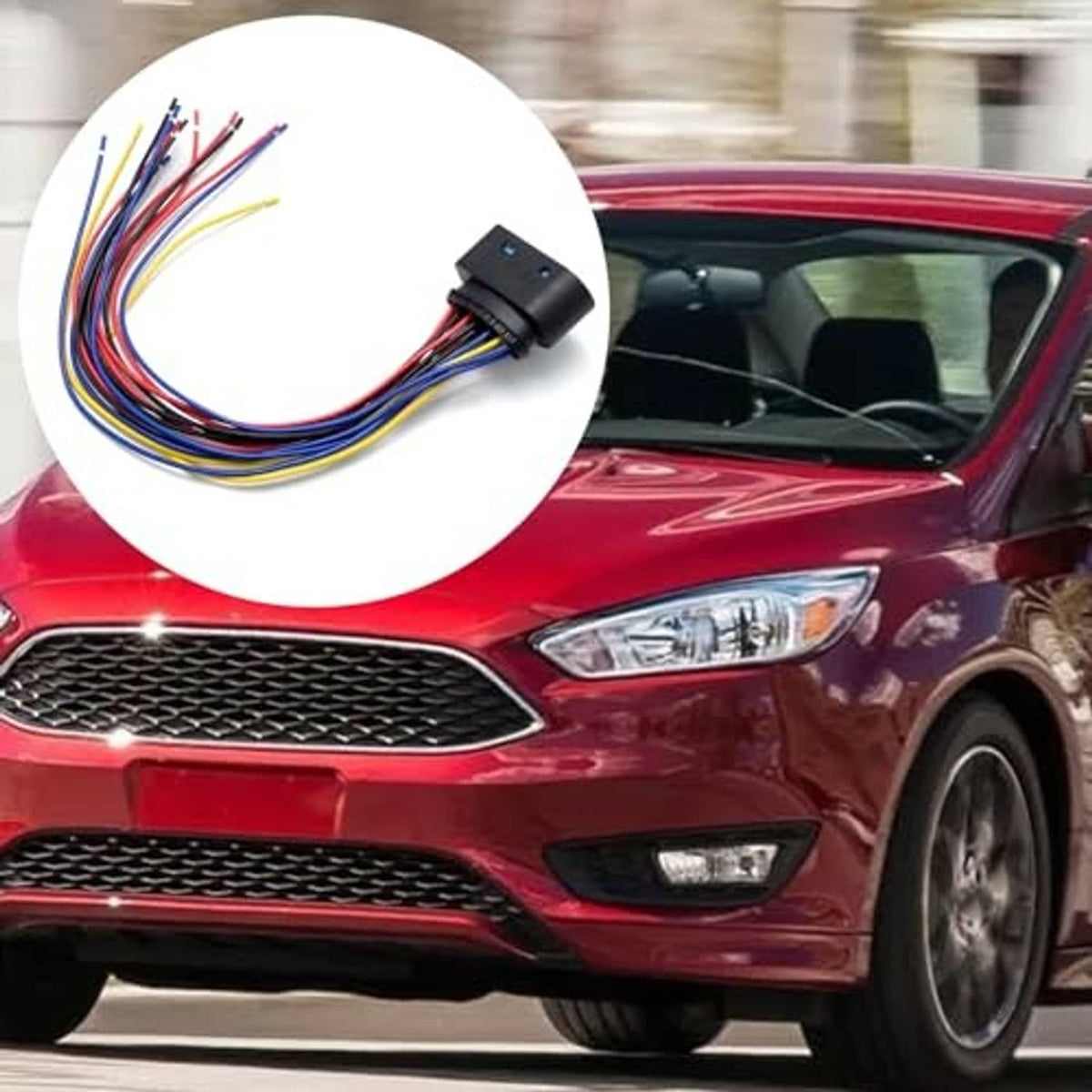 14-pin headlight connector pigtail plug with multicolor wires and blue contact insert
