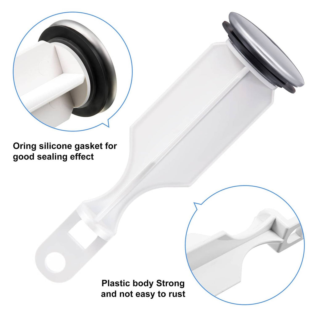 Bathroom sink pop-up stopper with silicone O-ring gasket seal and strong plastic body