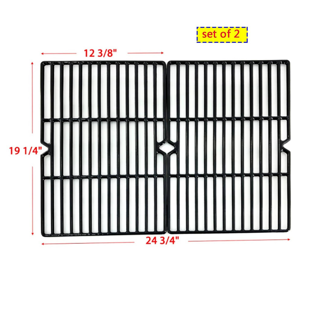 Rectangular black cast iron cooking grate set of 2 with center cutout