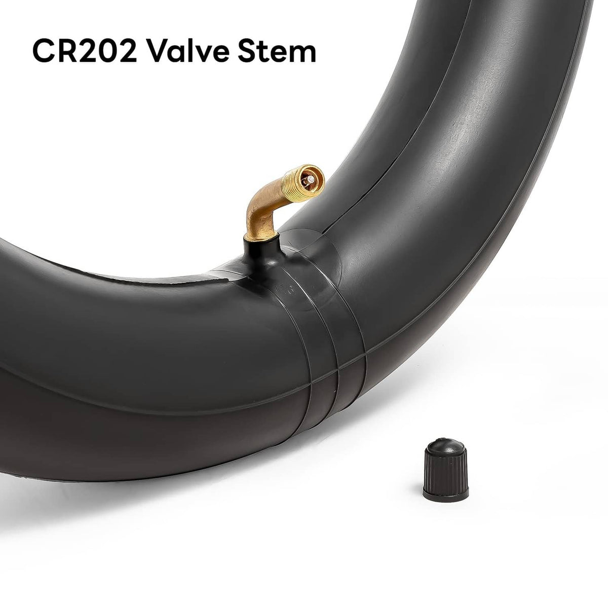 Black scooter inner tube with CR202 valve stem and dust cap