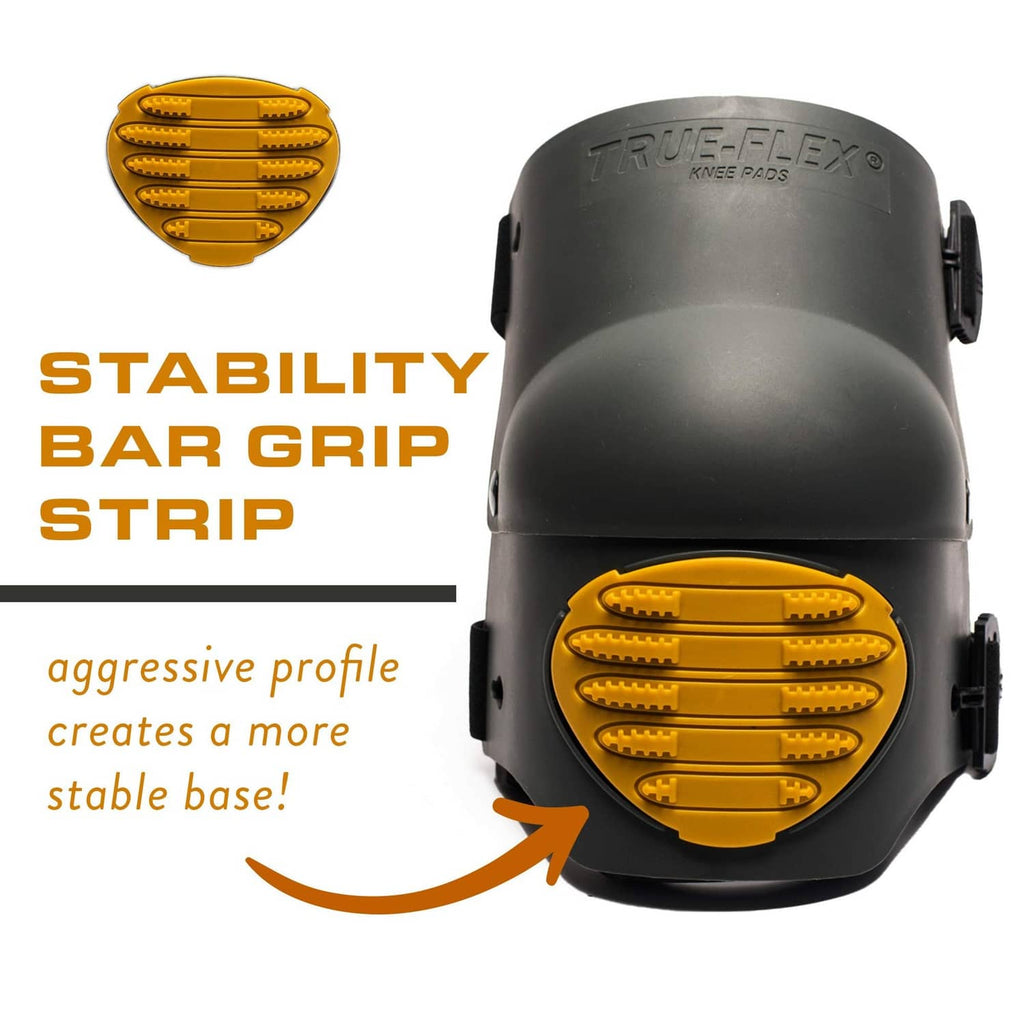 Knee foam padding pads with dark gray shell and yellow anti-slip grip insert