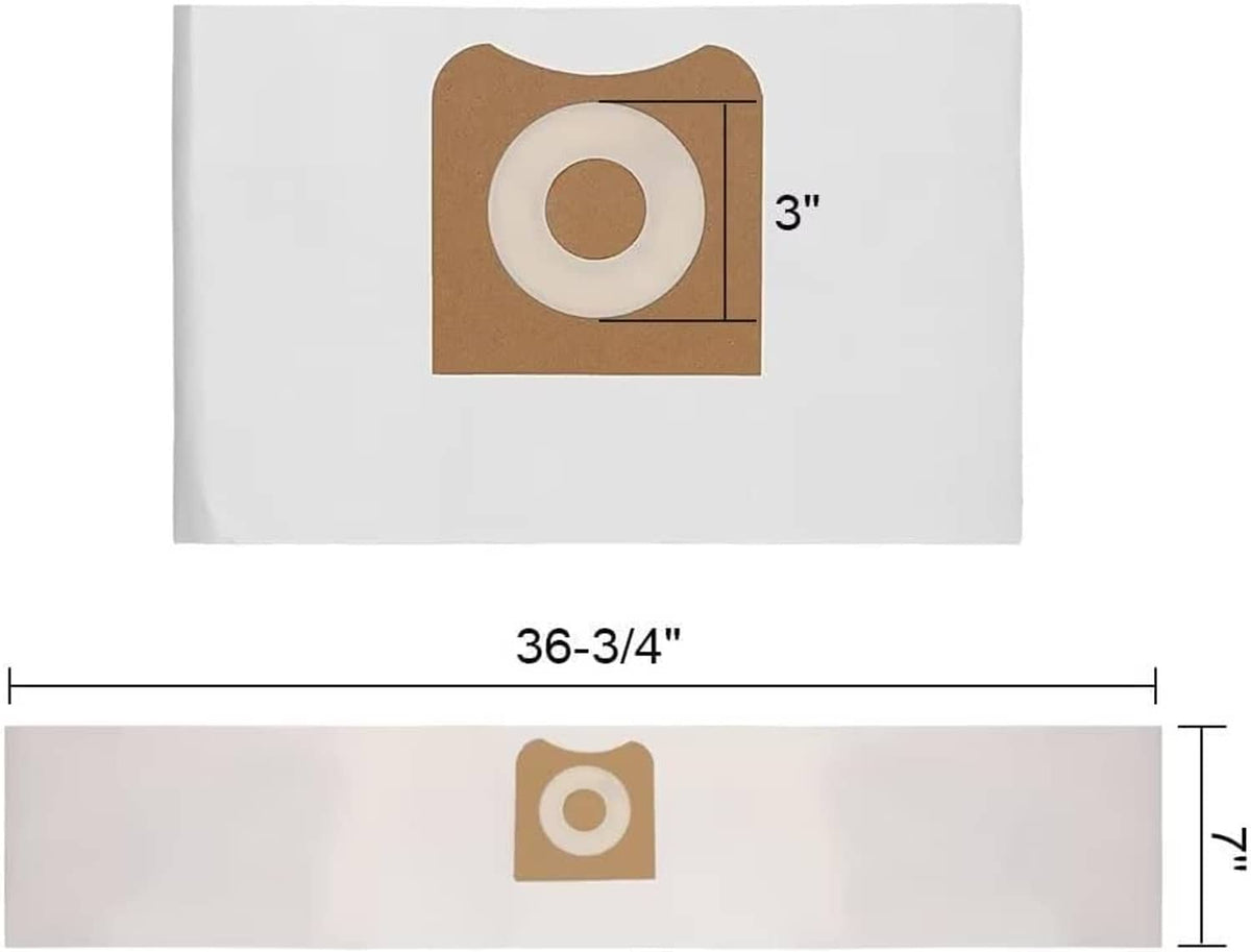 Rectangular vacuum filter bags with brown seal ring and 3 in opening