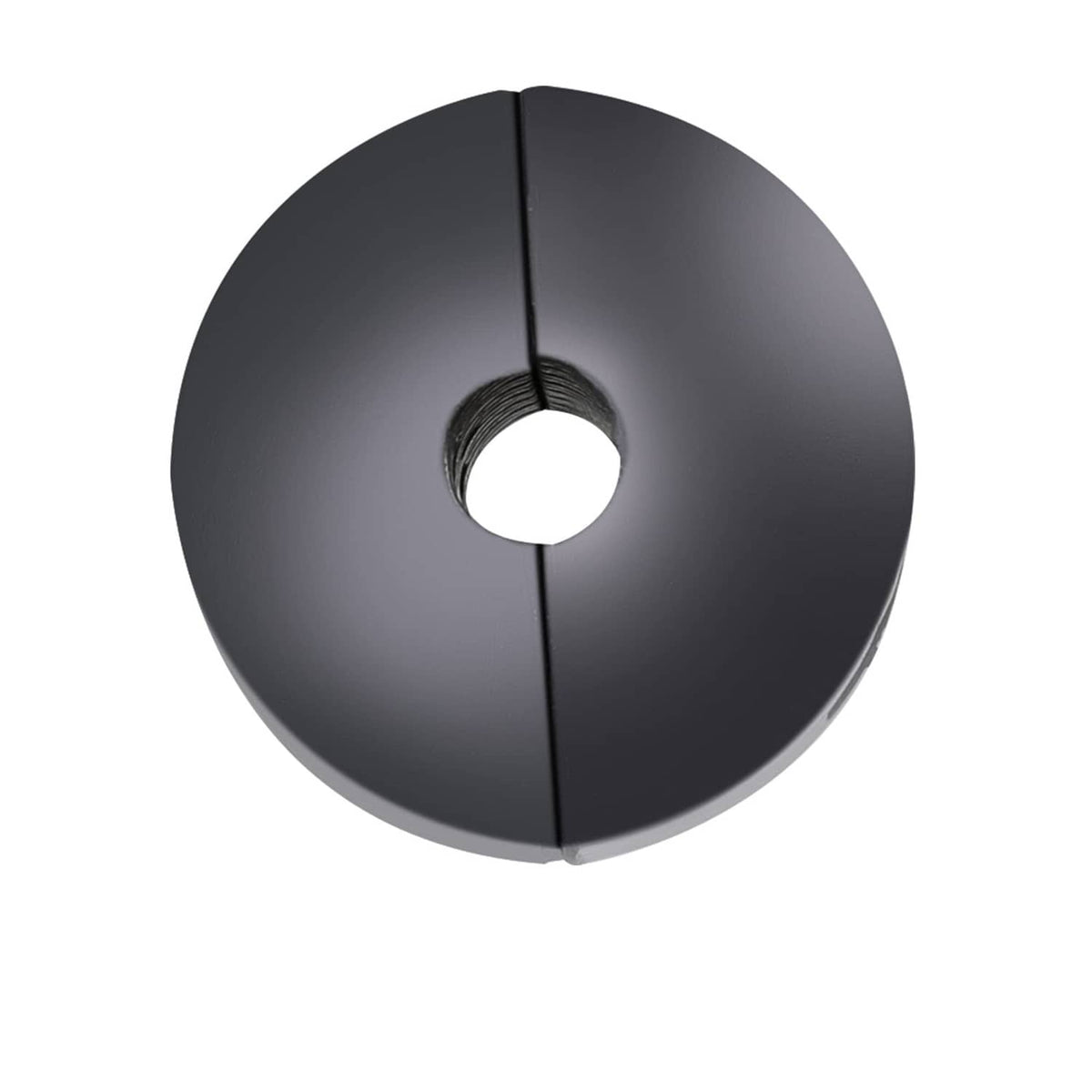 Black circular ball stopper insert with central opening